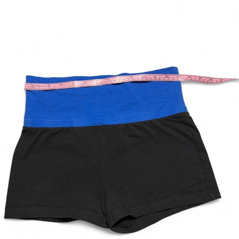 No Boundaries XS 1 Y2K Foldover Waist Shorts Black Blue Low Rise Cotton
